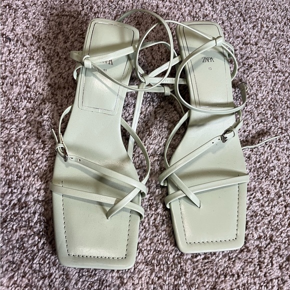 Zara Shoes Zara Mint Green Heeled Sandals Poshmark